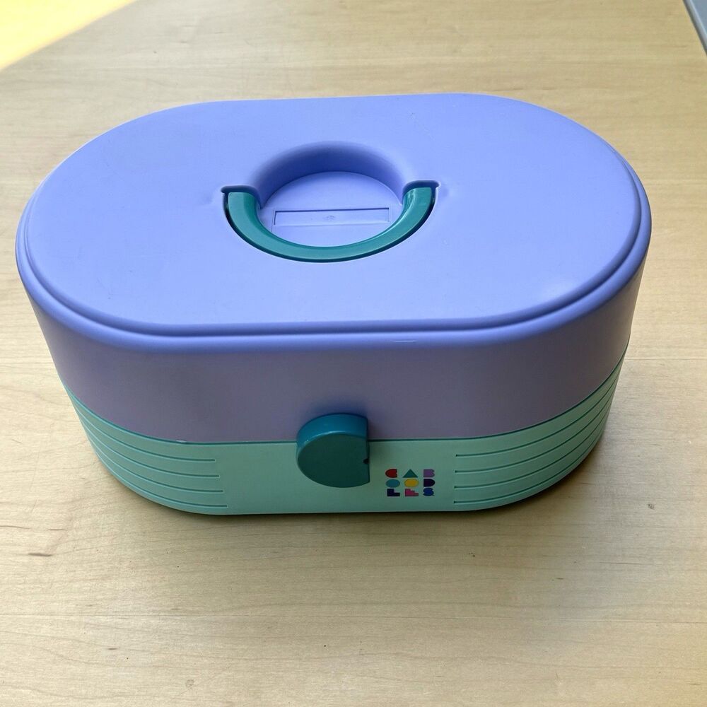 VTG Caboodles Oval Makeup Case 2 Tier #2614 Retro Jewelry Craft Box 1990s Travel